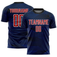 Load image into Gallery viewer, Custom Royal Red-Black Line Sublimation Soccer Uniform Jersey
