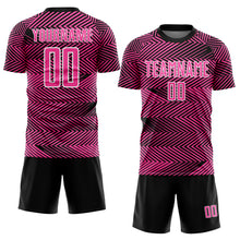 Load image into Gallery viewer, Custom Pink Black-White Line Sublimation Soccer Uniform Jersey
