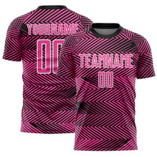 Load image into Gallery viewer, Custom Pink Black-White Line Sublimation Soccer Uniform Jersey
