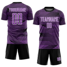 Load image into Gallery viewer, Custom Medium Purple Black-White Line Sublimation Soccer Uniform Jersey
