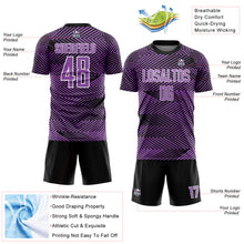 Load image into Gallery viewer, Custom Medium Purple Black-White Line Sublimation Soccer Uniform Jersey
