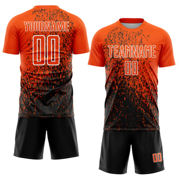 Custom Orange Black-White Abstract Fragment Art Sublimation Soccer Uniform Jersey