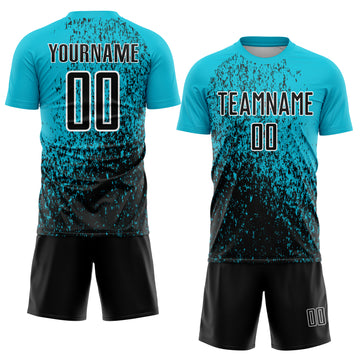 Custom Lakes Blue Black-White Abstract Fragment Art Sublimation Soccer Uniform Jersey