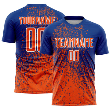 Custom Royal Orange-White Abstract Fragment Art Sublimation Soccer Uniform Jersey