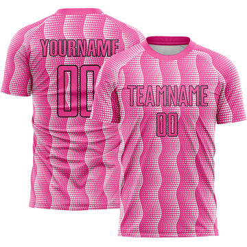 Custom Pink Black-White Geometric Shape Sublimation Soccer Uniform Jersey