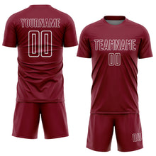 Load image into Gallery viewer, Custom Crimson White Geometric Shape Sublimation Soccer Uniform Jersey
