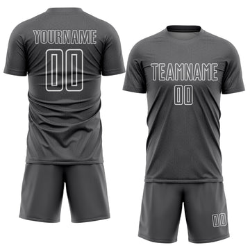 Custom Steel Gray White Geometric Shape Sublimation Soccer Uniform Jersey