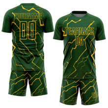 Load image into Gallery viewer, Custom Green Gold Lightning Sublimation Soccer Uniform Jersey
