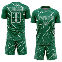 Load image into Gallery viewer, Custom Kelly Green White Lightning Sublimation Soccer Uniform Jersey
