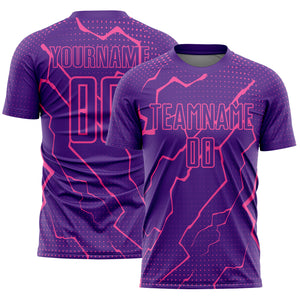 Custom Purple Pink Lightning Sublimation Soccer Uniform Jersey