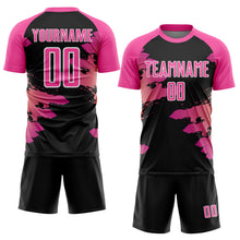 Load image into Gallery viewer, Custom Pink Black-White Splash Sublimation Soccer Uniform Jersey
