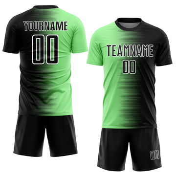 Custom Black Pea Green-White Gradient Line Sublimation Soccer Uniform Jersey