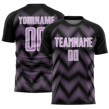 Custom Black Light Purple-White Line Sublimation Soccer Uniform Jersey