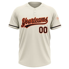 Load image into Gallery viewer, Custom Cream Brown-Orange Two-Button Unisex Softball Jersey
