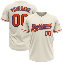 Load image into Gallery viewer, Custom Cream Orange-Royal Two-Button Unisex Softball Jersey
