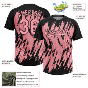 Custom Black Medium Pink 3D Pattern Abstract Sharp Shape Two-Button Unisex Softball Jersey