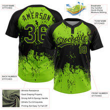 Load image into Gallery viewer, Custom Black Neon Green 3D Pattern Abstract Splatter Grunge Art Two-Button Unisex Softball Jersey
