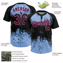 Load image into Gallery viewer, Custom Black Light Blue-Pink 3D Pattern Abstract Splatter Grunge Art Two-Button Unisex Softball Jersey
