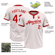 Load image into Gallery viewer, Custom White Red Pinstripe Red Two-Button Unisex Softball Jersey
