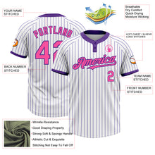 Load image into Gallery viewer, Custom White Purple Pinstripe Pink Two-Button Unisex Softball Jersey
