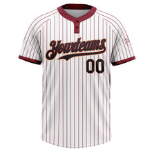 Load image into Gallery viewer, Custom White Crimosn Pinstripe Black-Cream Two-Button Unisex Softball Jersey
