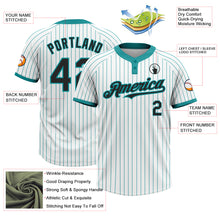 Load image into Gallery viewer, Custom White Teal Pinstripe Black Two-Button Unisex Softball Jersey
