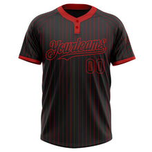 Load image into Gallery viewer, Custom Black Red Pinstripe Red Two-Button Unisex Softball Jersey
