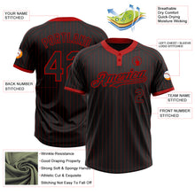 Load image into Gallery viewer, Custom Black Red Pinstripe Red Two-Button Unisex Softball Jersey
