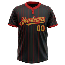 Load image into Gallery viewer, Custom Black Red Pinstripe Old Gold Two-Button Unisex Softball Jersey
