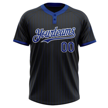 Custom Black Royal Pinstripe White Two-Button Unisex Softball Jersey