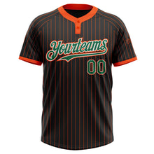 Load image into Gallery viewer, Custom Black Orange Pinstripe Kelly Green-White Two-Button Unisex Softball Jersey
