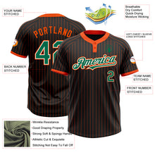 Load image into Gallery viewer, Custom Black Orange Pinstripe Kelly Green-White Two-Button Unisex Softball Jersey
