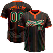 Load image into Gallery viewer, Custom Black Orange Pinstripe Kelly Green-White Two-Button Unisex Softball Jersey
