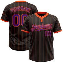 Load image into Gallery viewer, Custom Black Orange Pinstripe Purple Two-Button Unisex Softball Jersey
