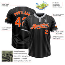 Load image into Gallery viewer, Custom Black Gray Pinstripe Orange Two-Button Unisex Softball Jersey
