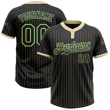 Load image into Gallery viewer, Custom Black Cream Pinstripe Green Two-Button Unisex Softball Jersey
