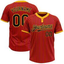 Load image into Gallery viewer, Custom Red Gold Pinstripe Black Two-Button Unisex Softball Jersey
