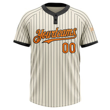 Load image into Gallery viewer, Custom Cream Black Pinstripe Bay Orange Two-Button Unisex Softball Jersey
