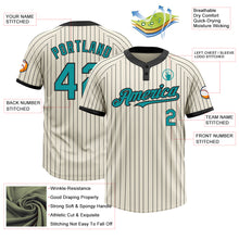 Load image into Gallery viewer, Custom Cream Black Pinstripe Teal Two-Button Unisex Softball Jersey
