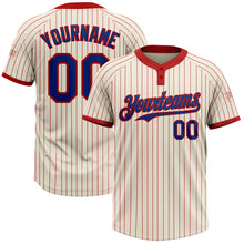 Load image into Gallery viewer, Custom Cream Red Pinstripe Royal Two-Button Unisex Softball Jersey
