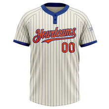 Load image into Gallery viewer, Custom Cream Royal Pinstripe Orange Two-Button Unisex Softball Jersey
