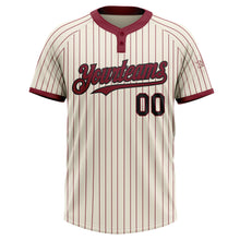 Load image into Gallery viewer, Custom Cream Crimson Pinstripe Black Two-Button Unisex Softball Jersey
