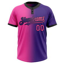 Load image into Gallery viewer, Custom Purple Pink-Black Gradient Fashion Two-Button Unisex Softball Jersey
