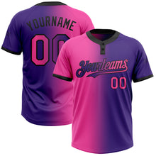 Load image into Gallery viewer, Custom Purple Pink-Black Gradient Fashion Two-Button Unisex Softball Jersey
