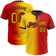 Load image into Gallery viewer, Custom Red Yellow-Black Gradient Fashion Two-Button Unisex Softball Jersey
