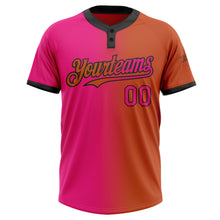 Load image into Gallery viewer, Custom Texas Orange Hot Pink-Black Gradient Fashion Two-Button Unisex Softball Jersey
