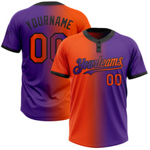 Load image into Gallery viewer, Custom Purple Orange-Black Gradient Fashion Two-Button Unisex Softball Jersey
