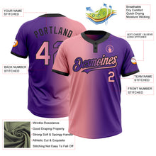 Load image into Gallery viewer, Custom Purple Medium Pink-Black Gradient Fashion Two-Button Unisex Softball Jersey
