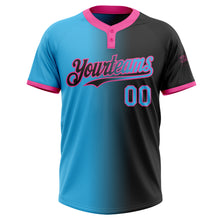 Load image into Gallery viewer, Custom Black Sky Blue-Pink Gradient Fashion Two-Button Unisex Softball Jersey
