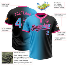 Load image into Gallery viewer, Custom Black Sky Blue-Pink Gradient Fashion Two-Button Unisex Softball Jersey
